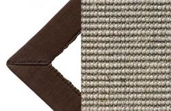 Sisal grå 014 tæppe med kantbånd i arabica farve
